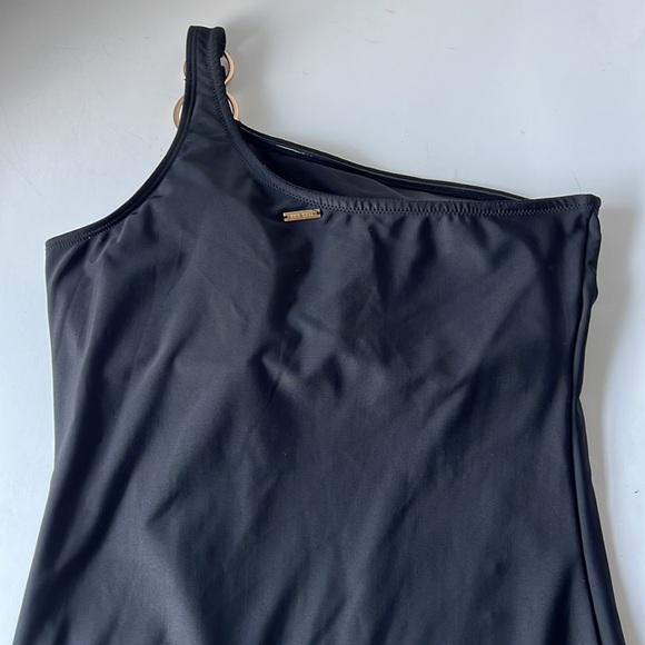 Nine West Women Swimsuit Black One Piece One Shoulder New Large - Picture 8 of 14